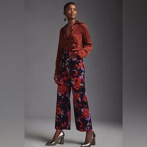 Anthropologie Maeve The Colette Cropped Wide-Leg Velvet ( runs large)